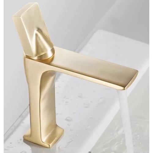Bathroom Basin Mixer Brush Gold Finished Sink Faucet Single Handle Hole Deck Vintage Wash Hot and Cold Mixer Tap Crane brass