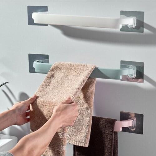 Punch-Free Bathroom Towel Rack Slipper Holder Wall Mounted Towel Hanger Kitchen Wipes Hanging Rack Household Sundries Organizer