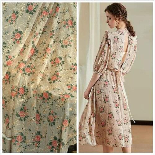 High-end European Style Chiffon Embroidery Clothing Lace Fabric DIY Cheongsam Garment Fabric Home Table Cloth Decorative