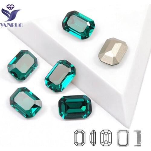 YANRUO 4610 Octagon Emerald Sewing Rhinestones Glass Sew On DIY Crafts Strass Diamond Application On Clothes With Rhinestones