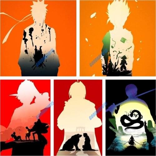 Japanese Classic Anime Characters Silhouette 5D Diamond Painting DIY Diamond Embroidery Full Mosaic Cross Stitch Kits Home Decor