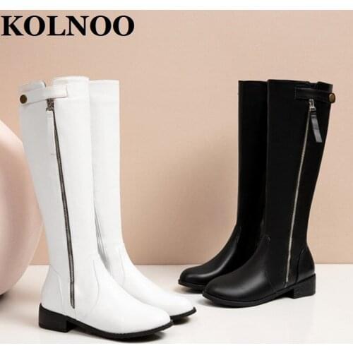 KOLNOO Ladies New Style Thick Heel Boots European Large Size 34-50 Martin Boots Foreign Models Party Prom Fashion Winter Shoes