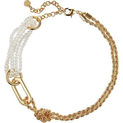 Luxury Design Imitation Pearls Irregular Chokers Necklaces for Women 2019 Fashion Jewelry Clavicle Chain Necklace Female Gift