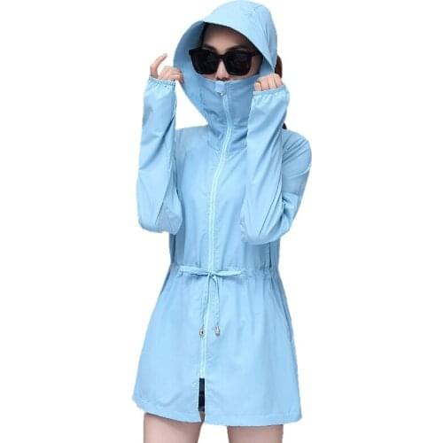 New Thin Trench Coat Women 2019 Summer Hooded Sun protection clothing Female Plus size 4XL Anti-UV Breathable Windbreaker H801