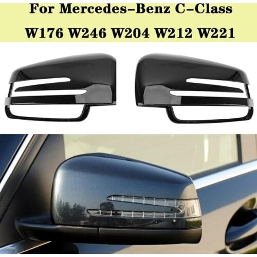 1 Pair Glossy Black Car Reversing Mirror Housing Cover Wing Rear View Mirror Cover For Mercedes-Benz C-Class W176 W246 W204 W212