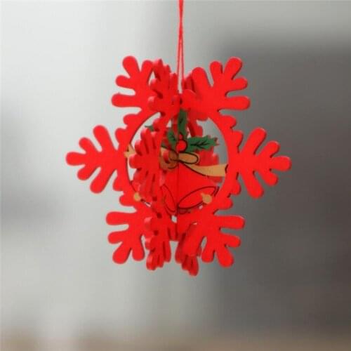 1PC 2D 3D Christmas Ornament Hollow Wooden Hanging Pendants Star Xmas Tree Bell Christmas Decorations For Home Party New Year