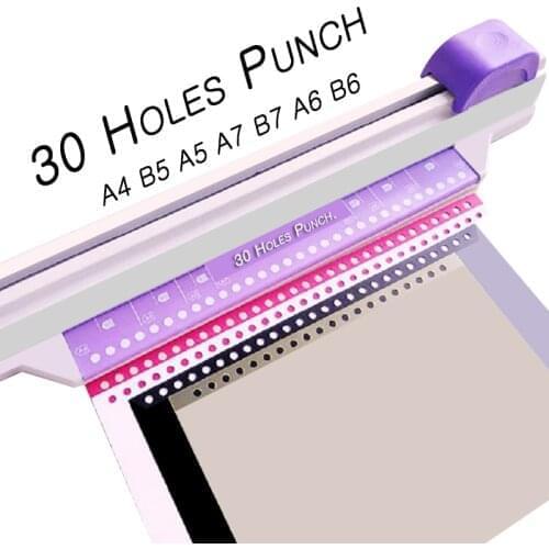 1 Pcs Selling 30 Holes Punchersliding Light Duty Paper Punch 30 Holes A4 B5 A5 A7 B7 A6 B6 Large Capacity 5 Sheets Hole Punch