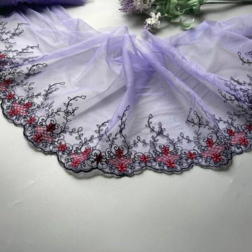 1 yards Purple Leaf Flower Lace Ribbon Trims Webbing Applique for Sofa Cover Curtain Textiles Trimmings Embroidered Lace Fabric