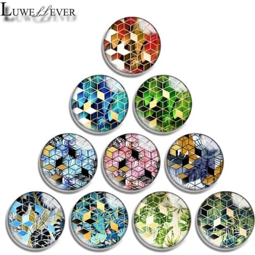 12mm 14mm 16mm 20mm 25mm 30mm 664 Plant Geometry Mix Round Glass Cabochon Jewelry Finding 18mm Snap Button Charm Bracelet