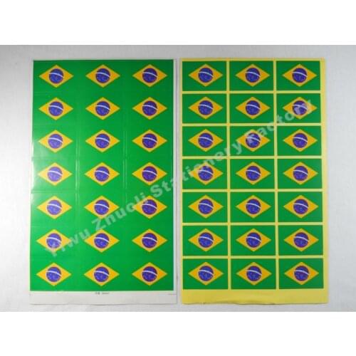 50 sheets/lot ) Brazil Flag Stickers Free Shipping Paper