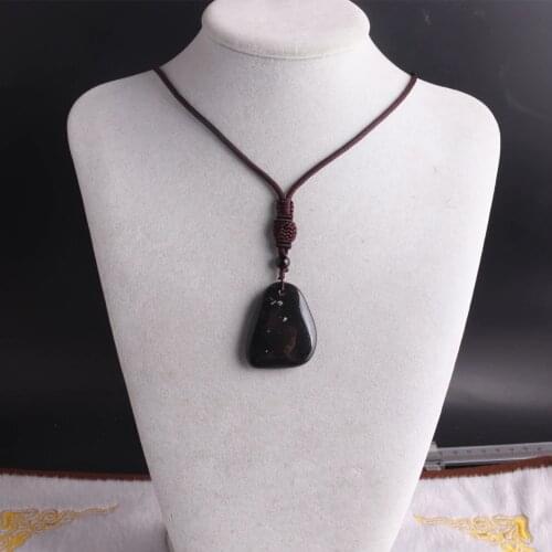 6pcs Bulk Wholesale Handmade Original Necklace 100% Real Natural Black Obsidian Pendant Necklaces Charms Healing Energy Jewelry