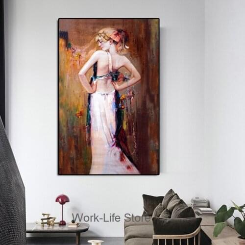 Abstract Oil Painting On Canvas Girl Sexy back Pictures Portrait Posters And Prints Wall Art For Living Room Home Decoration