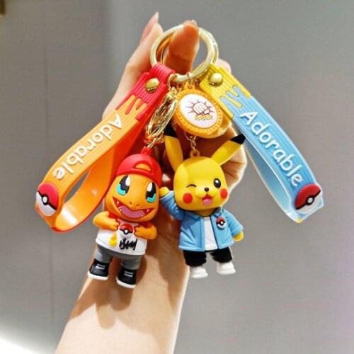 Pokémon Anime Action Figures Keychain Kawaii Doll Birthday Present Pikachu Charmander Psyduck Squirtle Schoolbag Pendant