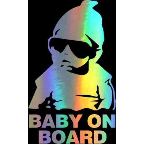 Car Sticker New BABY ON BOARD Funny Reflective Sunglasses Child Stickers and Decals Vinyl Car Styling 14*9CM
