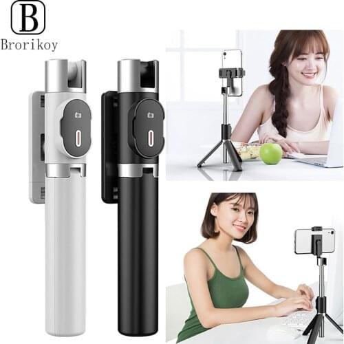 Wireless Bluetooth Selfie Stick Smart Phone Live Broadcast Function For iPhone 12 Samsung Huawei With Mini Tripod Stand Holder