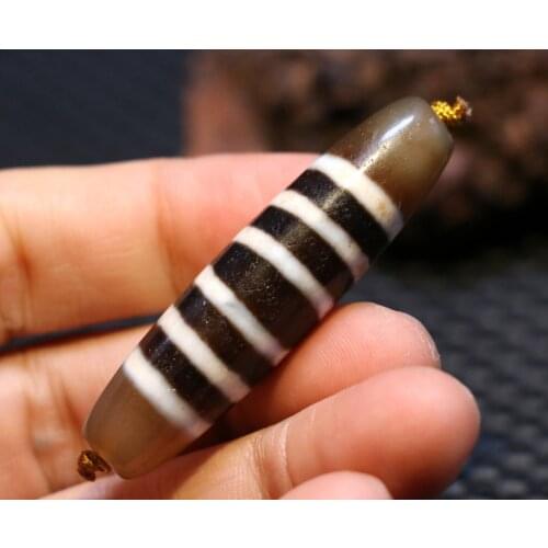 Big Treasure Power Energy Tibetan Old Agate 6 Stripe Healer Medicine dZi Bead Amulet Pendant 4A Timestown UPD2126A1