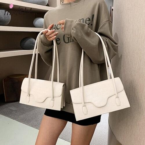HISUELY Women Crocodile pattern PU Leather Underarm Handbags Totes Lady Daily Shopping Youth Lady Simple Versatile Shoulder Bags