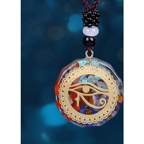 Horus Eye All-Seeing Eyes Orgonite Pendant Sri Yantra Necklace Sacred Geometry Chakra Energy Necklace Meditation Jewelry