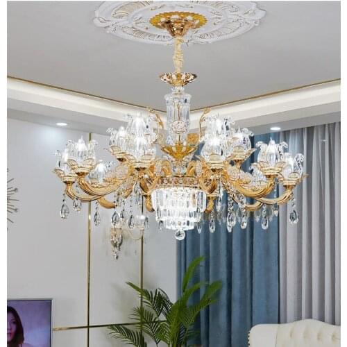 European Zinc Alloy Crystal Chandelier Lighting D65cm Luxury Villa Modern Crystal Chandelier Bedroom Living Room Home Decoration
