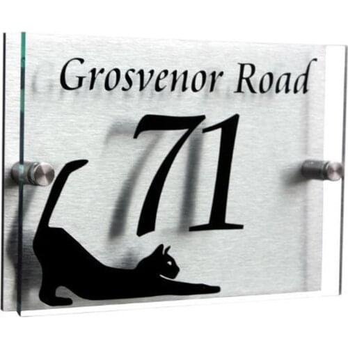 House number 200x140mm House Sign for Cat Lovers address number for house house number plate door sign Door sign