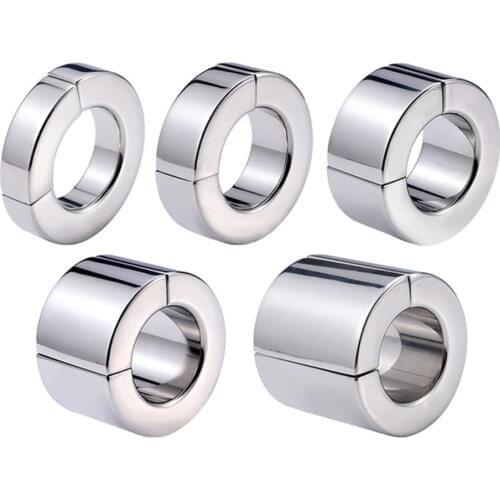 Chastity Device Matel Penis Ring Bondage Scrotum Magmetic Lock Traning Ring Ball Cock Ring Restraint Stainless Steel Sex Toys