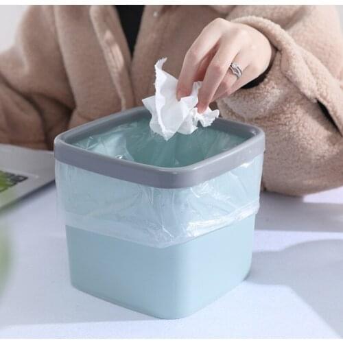 Nordic Style Mini Square Trash Can Household Bucket Living Room Office Desktop Waste Bins Without Cover Sundries Storage Buckets