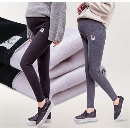 Pregnant women leggings autumn and winter plus velvet thick long pants wear pregnant stomach lift pants
