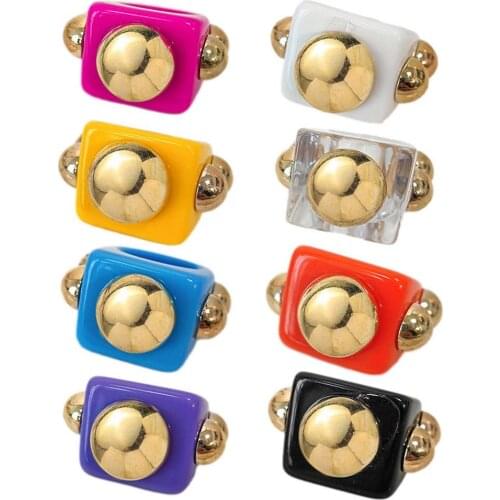 Y2K Retro Fashion Resin Acrylic Ring Cute Colorful Geometry Finger Ring Jewelry Simple Personality Elegant Women Jewelry