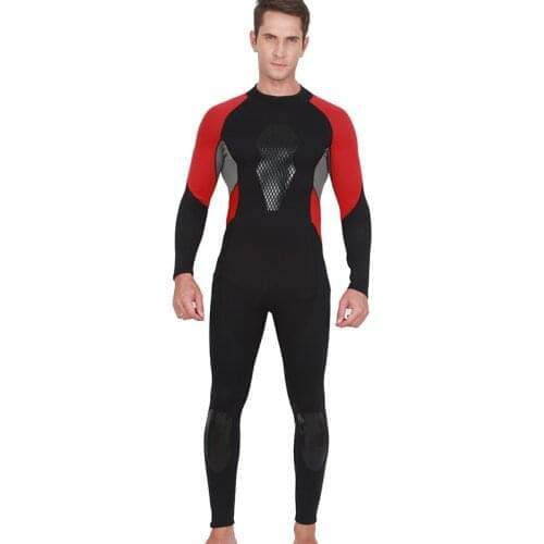 Fashion New Style Man Red Black Joint Full Body Diving Suit With Chest Mesh PU Knee Pad Surfing Wetsuit Scuba Wetsuit