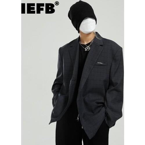 IEFB Mens Clothing 2021 Autumn New Korean Fashion Loose Plaid Design Vintage Suit Coat Personality Trend Casual Blazer 9Y5691