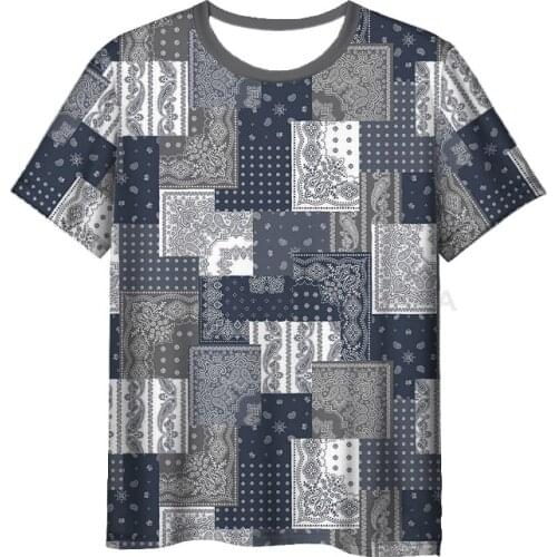 New Fashion Bandana 3D Print Paisley Mens Womens T-shirt Casual Style Design Short Sleeves Summer Handsome Tee V17