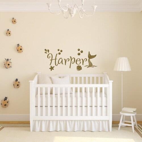 Mermaid Name Decal Baby Girl Nursery Wall Decor Mermaid Tail Wall Decal Mermaid Nursery Decor Sea Ocean Decals Custom Decal Z442