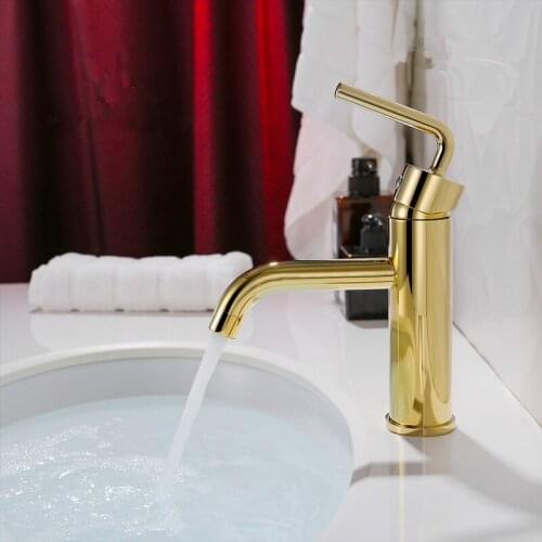 New Sink faucet bathroom hot and cold Gold basin water mixer tap bathroom sink faucet brass tap brass single lever