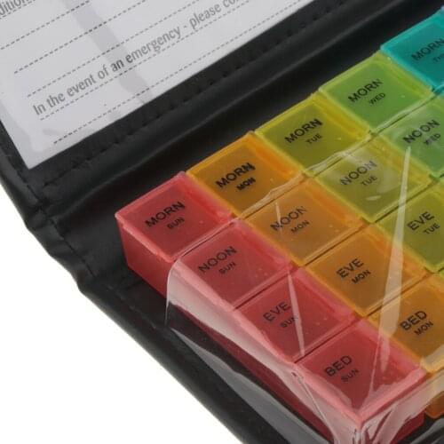 7 Day Pill Organizer, Weekly Pill Box with Rainbow Colors, Vitamin Pill Case, Pill Container for Travel Holiday - 4 Times A Day