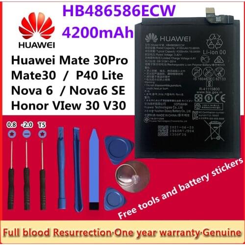 Original HB486586ECW Replacement Mobile Phone Battery for Huawei P40 Lite Mate 30 Mate30 Pro Nova 6 Nova6 SE Honor VIew 30 V30