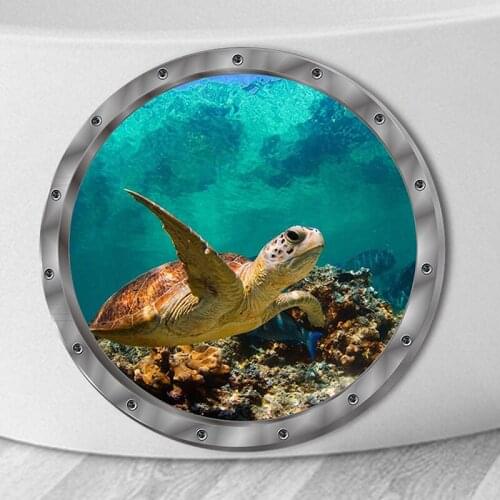PVC Home wall decoration Underwater Wall Stickers Waterproof Turtle Sticker for Washing Machine Decoration for Bathroom Decals