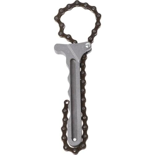 Adjustable Car Engine Oil Filter Chain Grip Wrench Spanner Remover Tools Plier T3EF