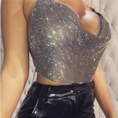 Sexy Shining Crystal Dangle Tops 2020 Summer Fashion Backless Women Camisole Top Female Streetwear Harajuku Streetwear Tank Vest