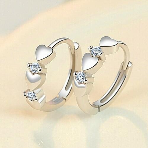 New Design Heart-shaped Silver Plated Zircon Stud Earrings Suitable for Womens Romantic Wedding Accessories Anniversary Gift