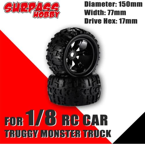 SURPASS HOBBY 2PCS 1/8 Tyre Wheel Truggy Monster Truck Off-Road Car 150mm Tires Set for Redcat Kyosho Hobao Hongnor HSP traxxas