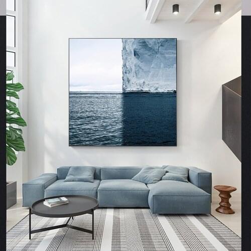 Nordic Minimalist Seascape Huge Iceberg Canvas poster Wall Art Picture landscape painting print home living room decoration