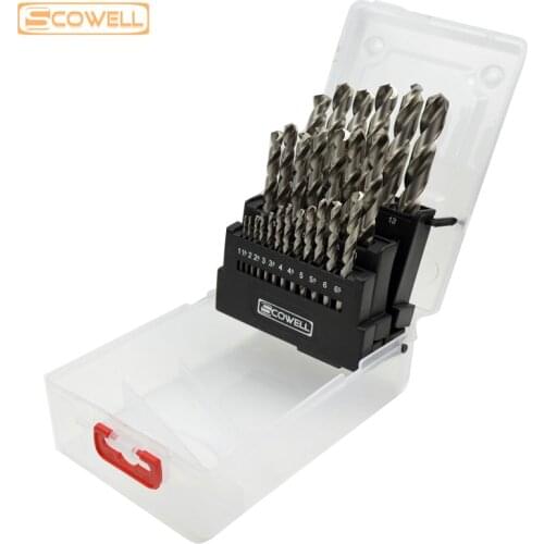 30% Off SCOWELL 25pcs Type HSS Split Tip Drill Bit Drilling Bits Set 1.0~13mm Power Tools Accessories for Metal Twist Drill Bits