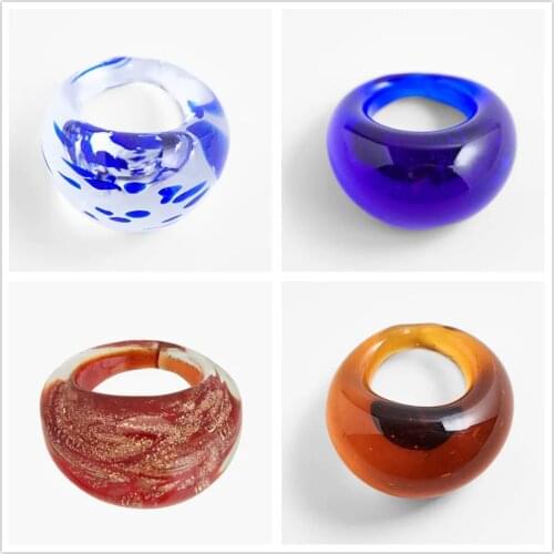 Vedawas 2021 ZA Glass Rings for Women Boho Fashion Multicolored Luxury Unique Finger Charm Rings Wedding Jewelry Party Wholesale