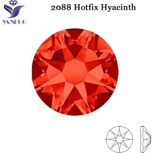 YANRUO 2088HF Diamante Element Glass Crystal Hyacinth Red Iron On Heat Transfer Diamond Stones Strass For Rhinestones Clothes
