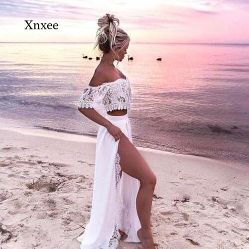 Women Crop Top Skirt Beach 2 Pieces Set Women Sets Clothes Womens Suits White Lace Solid Two Piece Set Summer Tracksuit Outfits