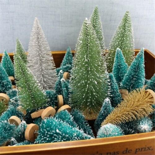 12Pcs Mini Christmas Tree Xmas Tree 4.5CM Santa Snow Christmas Decorations for Home DIY Frost Village Navidad New Year 2021 Gift
