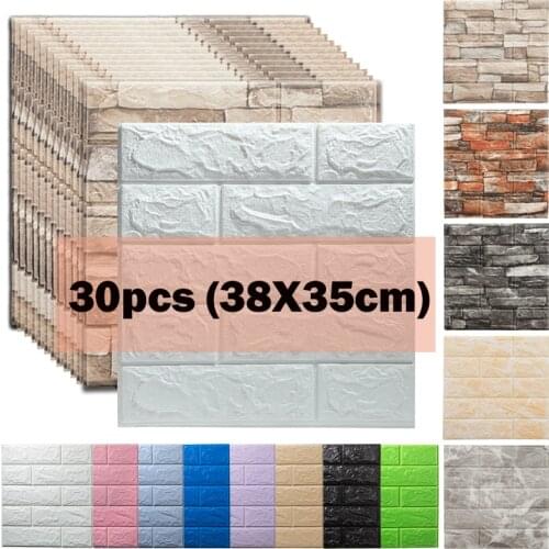15/30pcs Decoractive 3D Wall Stickers Self Adhesive Foam Panels Home Decor Living Room House Decoration Bathroom Brick Sticker