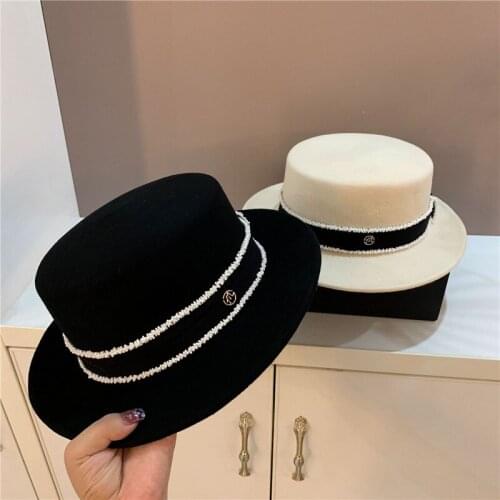 202108-2509264 new Australia wool autumn winter ribbon lady fedoras cap women leisure panama jazz hat