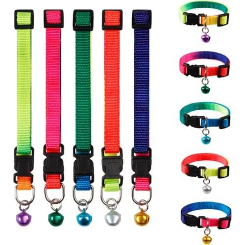 3PCS Pet Dog Bell Collars With Bells Adjustable Nylon Necklace Collar Random Colorful Pet Collar Cat Dog Supplies