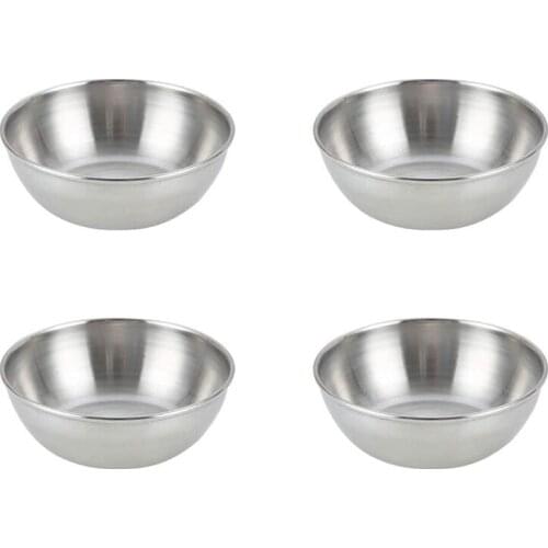 4Pcs Stainless Steel Sauce Dishes Round Seasoning Dishes Sushi Dipping Bowl Saucers Bowl Mini Appetizer Plates